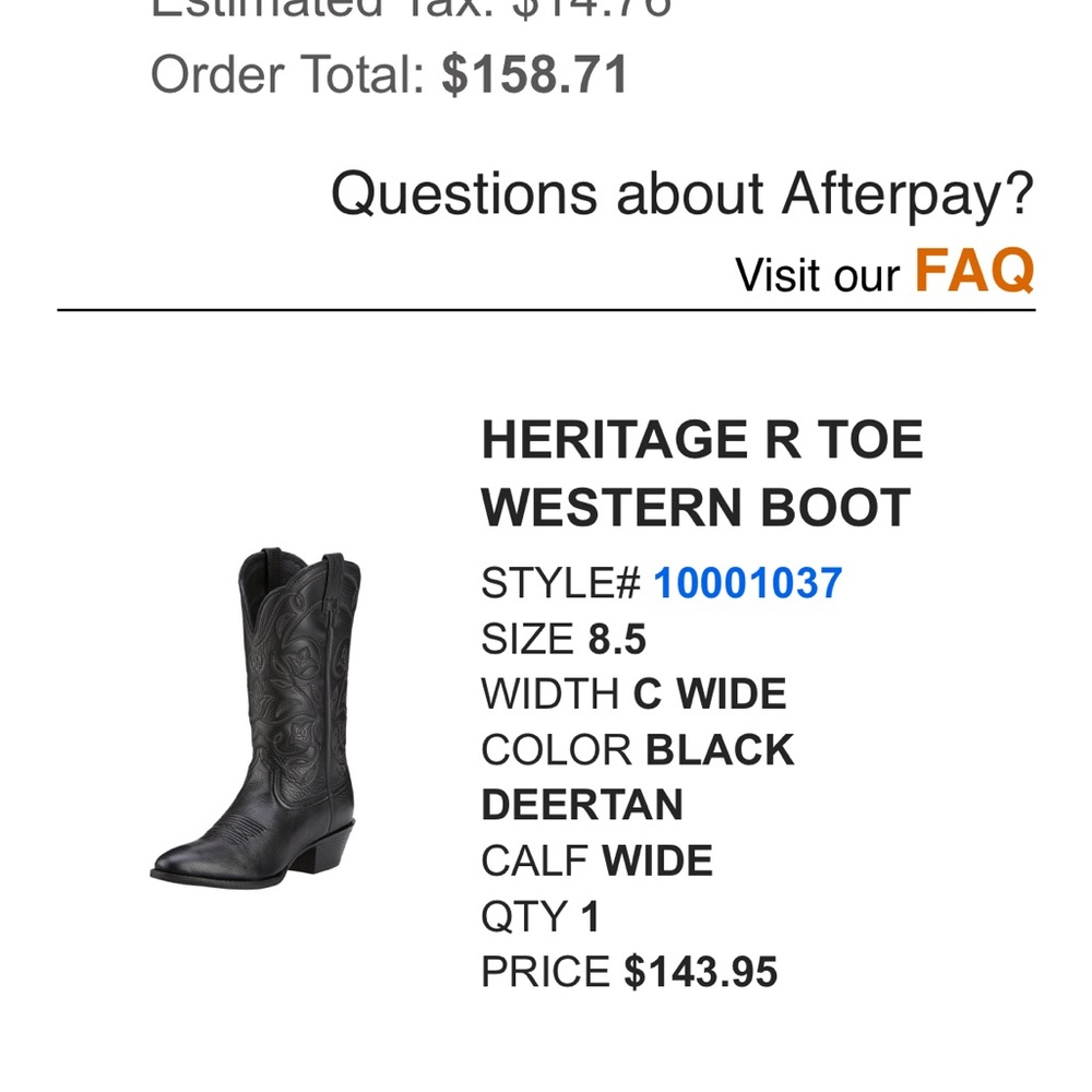 Heritage R Toe Western Boot - Black